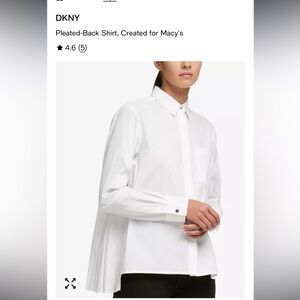 DKNY White Pleated-Back Button Shirt